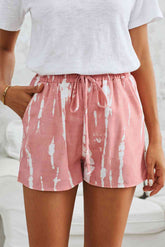 Tie-Dye Drawstring Waist Shorts with Pockets